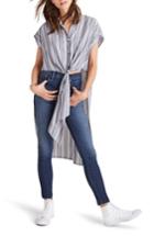 Women's Madewell Side Slit Tunic Shirt, Size - Blue