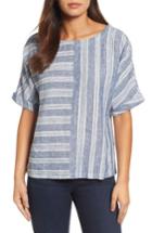 Petite Women's Caslon V-back Linen Top P - Blue