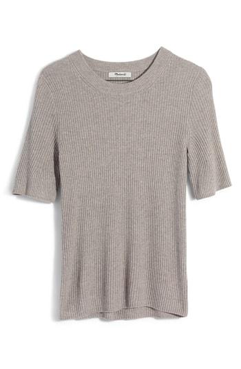 Women's Madewell Flounce Sleeve Ribbed Sweater Tee - Brown