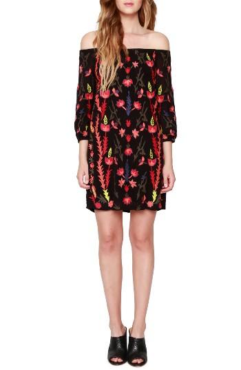Women's Willow & Clay Embroidered Off The Shoulder Dress - Black