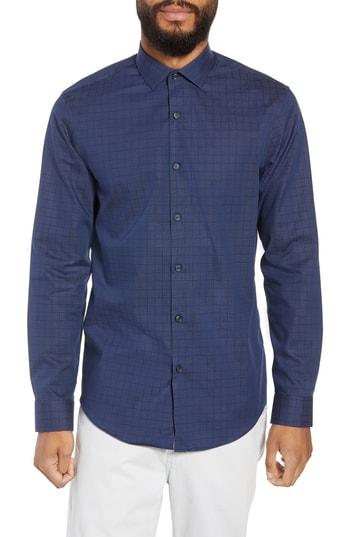 Men's Calibrate Trim Fit Grid Dot Sport Shirt - Blue
