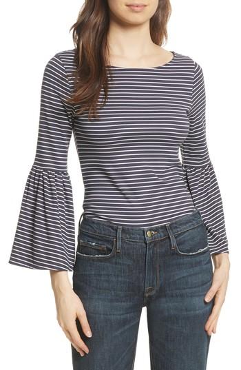Women's Frame Stripe Bell Sleeve Top - Blue