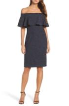 Women's Eliza J Glitter Knit Ruffle Off The Shoulder Dress