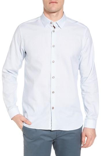 Men's Ted Baker London Lamonic Geo Print Sport Shirt (m) - White