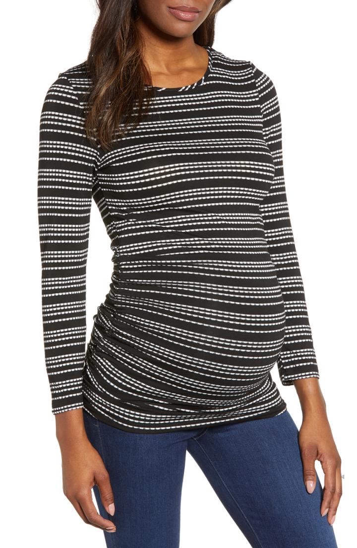 Women's Baby Moon Katia Ruched Maternity Top - Black