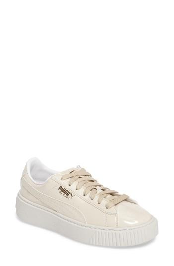 Women's Puma Basket Platform Sneaker M - Beige