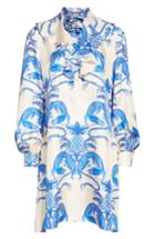 Women's Gucci Dragon Print Twill Ruffle Neck Dress Us / 40 It - Ivory