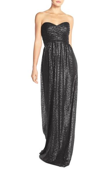 Women's Amsale 'london' Sequin Tulle Strapless Column Gown