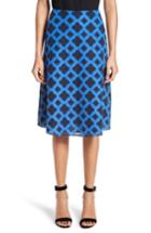 Women's St. John Collection Aksana Geo Embroidered Mesh Skirt - Blue