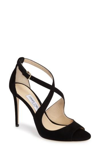 Women's Jimmy Choo Emily Peep Toe Sandal .5us / 39.5eu - Black