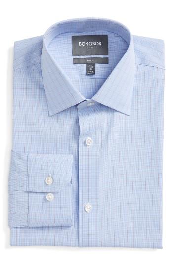 Men's Bonobos Jetsetter Slim Fit Plaid Dress Shirt 33 - Blue