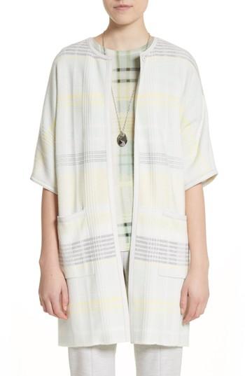 Women's St. John Collection Felted Wool & Cashmere Blend Cardigan, Size - Blue/green