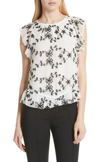 Women's Joie Candida Silk Eyelet Top - White