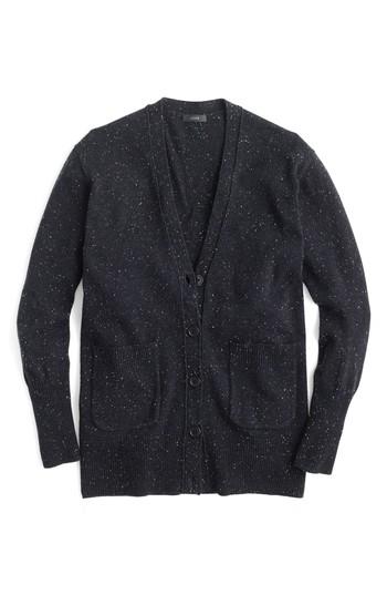 Women's J.crew Long Donegal Wool Cardigan - Black