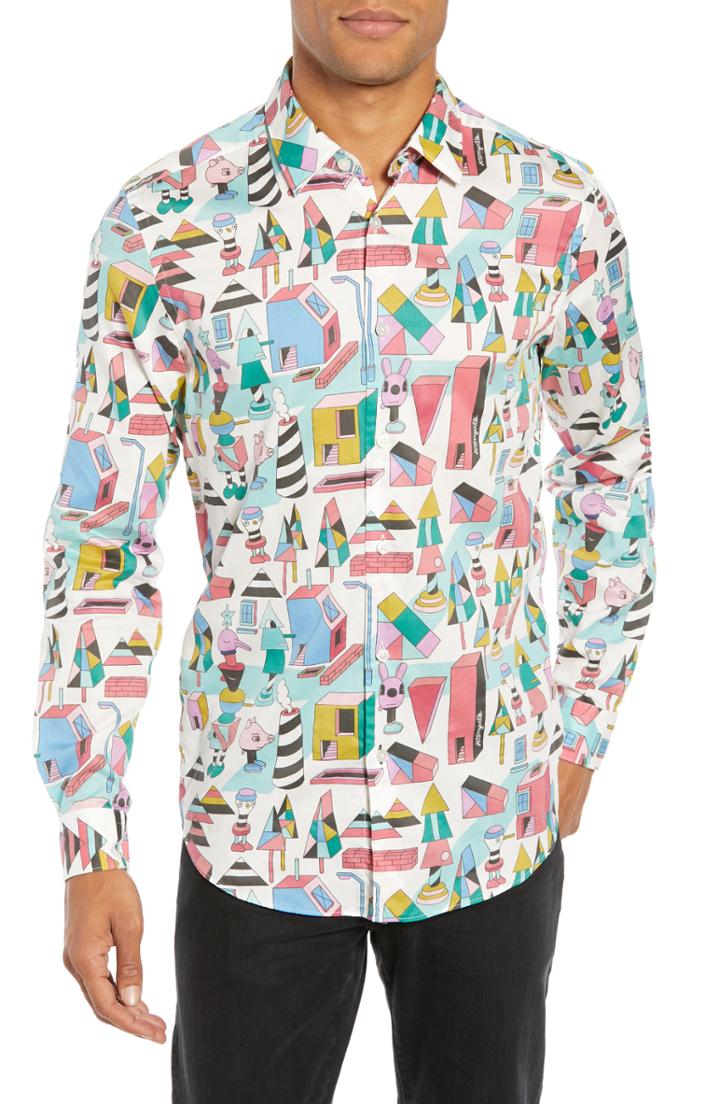 Men's Boss X Jeremyville Lukas Fit Print Shirt, Size Small - None