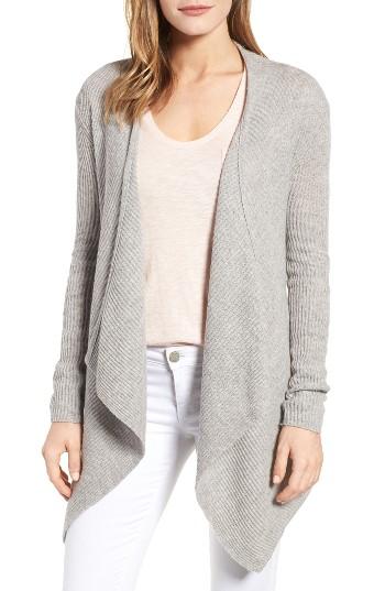 Women's Velvet By Graham & Spencer Ribbed Cashmere Open Front Cardigan