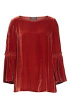 Women's Lafayette 148 New York Roslin Velvet Bell Sleeve Blouse - Red