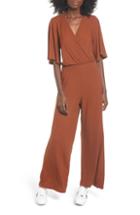 Women's All In Favor Surplice Jumpsuit - Orange