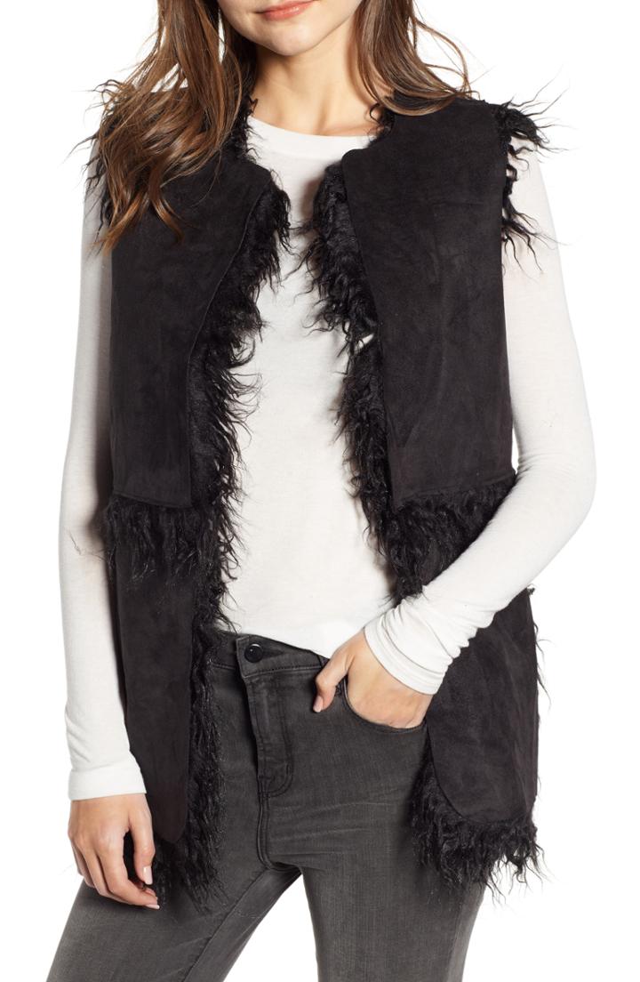 Women's Cupcakes And Cashmere Reversible Faux Shearling Vest - Black