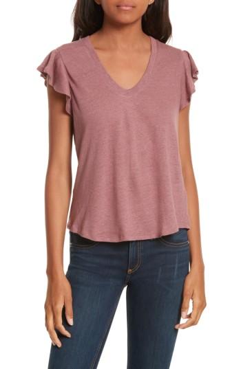 Women's La Vie Rebecca Taylor Ruffle Sleeve Washed Jersey Top