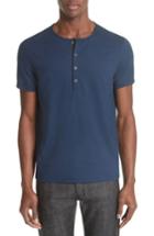Men's John Varvatos Collection Striated Henley T-shirt - Blue