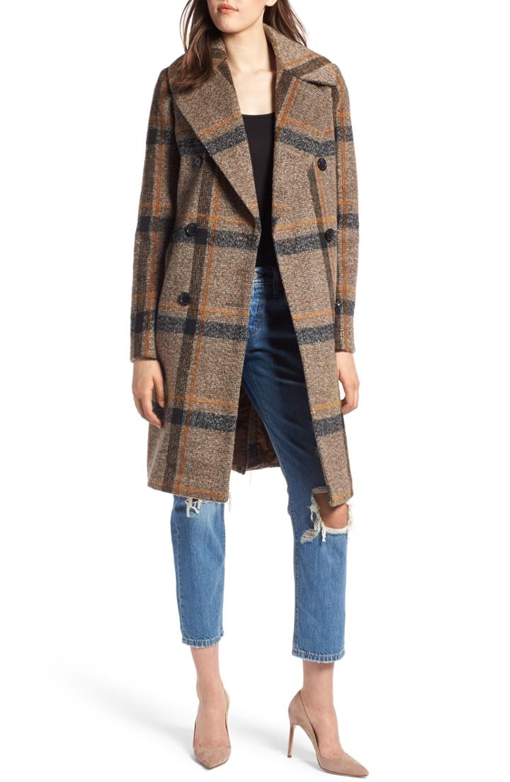 Women's Kendall + Kylie Double Breasted Coat - Brown