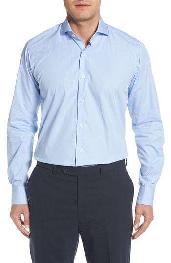 Men's Ike Behar Regular Fit Check Dress Shirt .5 34/35 - Blue