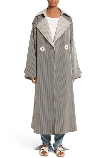 Women's Simon Miller Casco Stretch Pinstripe Trench Coat - Beige