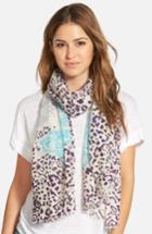 Women's La Fiorentina Mixed Print Wool Scarf, Size - Blue