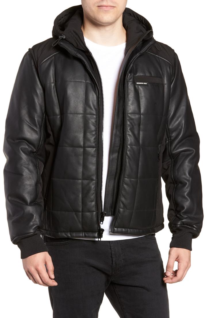 Men's Members Only Quilted Convertible Vest/jacket, Size - Black