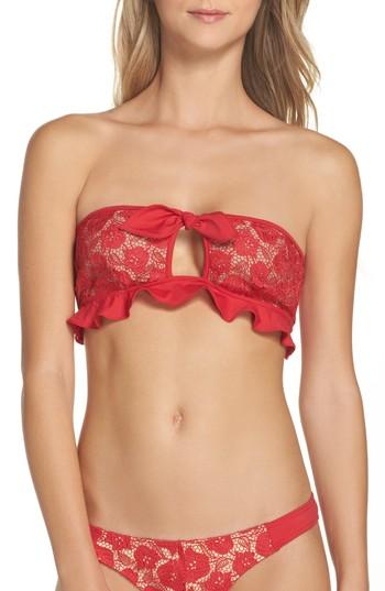 Women's For Love & Lemons Beverly Bandeau Bikini Top - Coral
