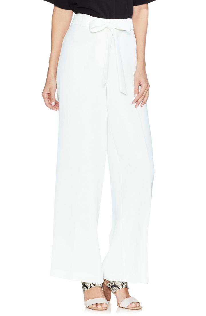 Women's Vince Camuto Parisian Crepe Belted Wide Leg Pants - Ivory