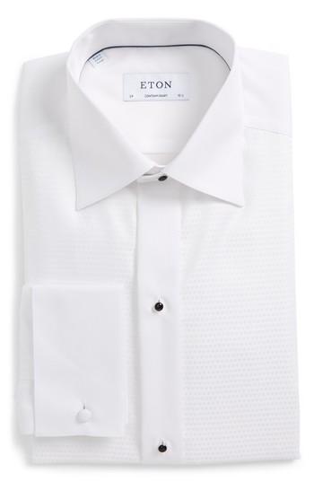 Men's Eton Contemporary Fit Jacquard Dot Tuxedo Shirt - White