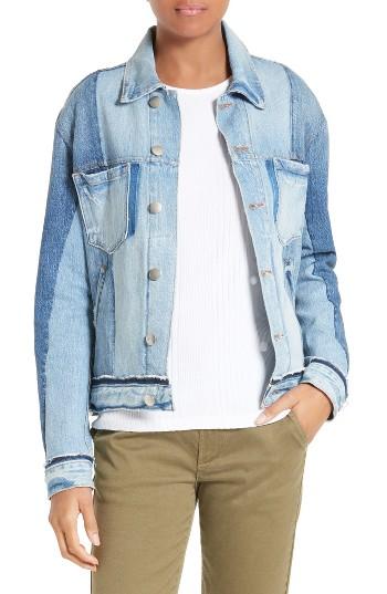 Women's Frame Nouveau Le Mix Denim Jacket - Blue