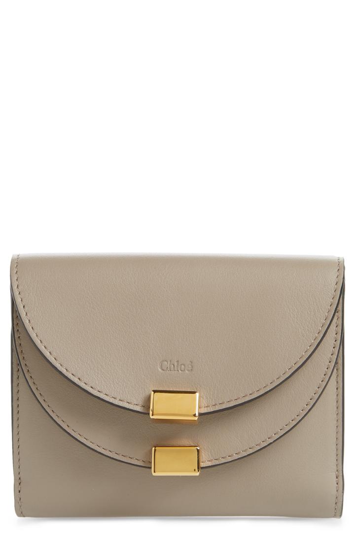 Women's Chloe Georgia Calfskin Trifold Wallet - Grey