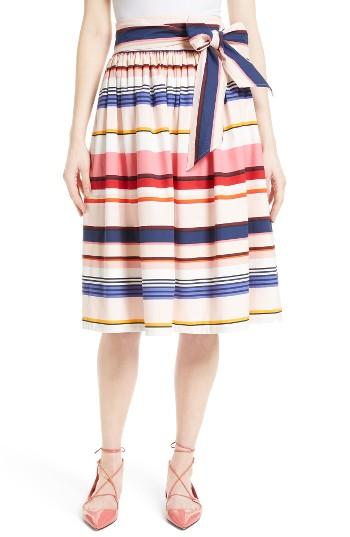 Women's Kate Spade New York Berber Stripe Sash Tie Midi Skirt