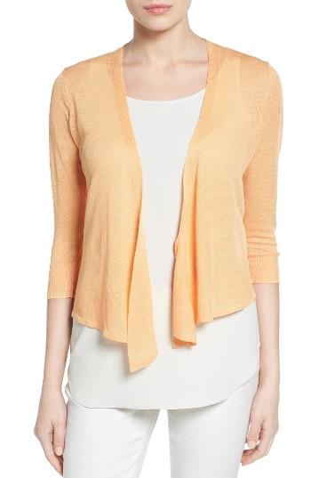 Petite Women's Nic+zoe '4-way' Convertible Three Quarter Sleeve Cardigan, Size P - Orange