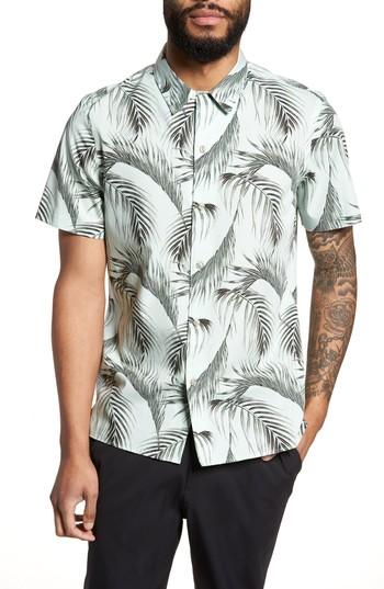 Men's Calibrate Slim Fit Short Sleeve Print Camp Shirt - Green