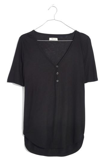 Women's Madewell Drapey Henley Tee - Black