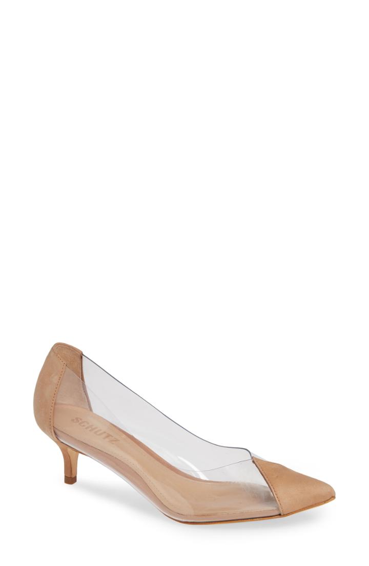 Women's Schutz Cyou Clear Pointy Toe Pump .5 M - Beige