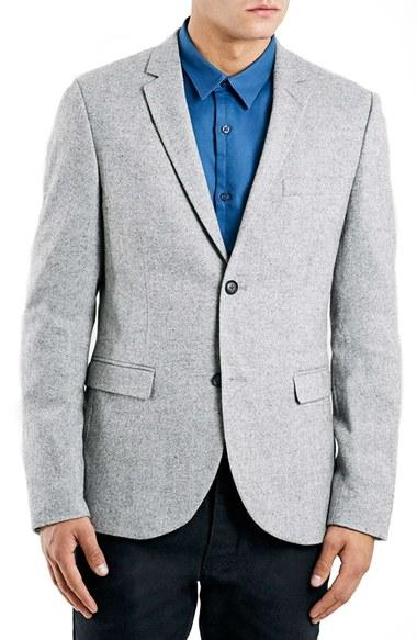 Men's Topman Skinny Fit Grey Suit Jacket - Grey