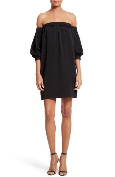 Women's Milly Off The Shoulder Stretch Silk Dress