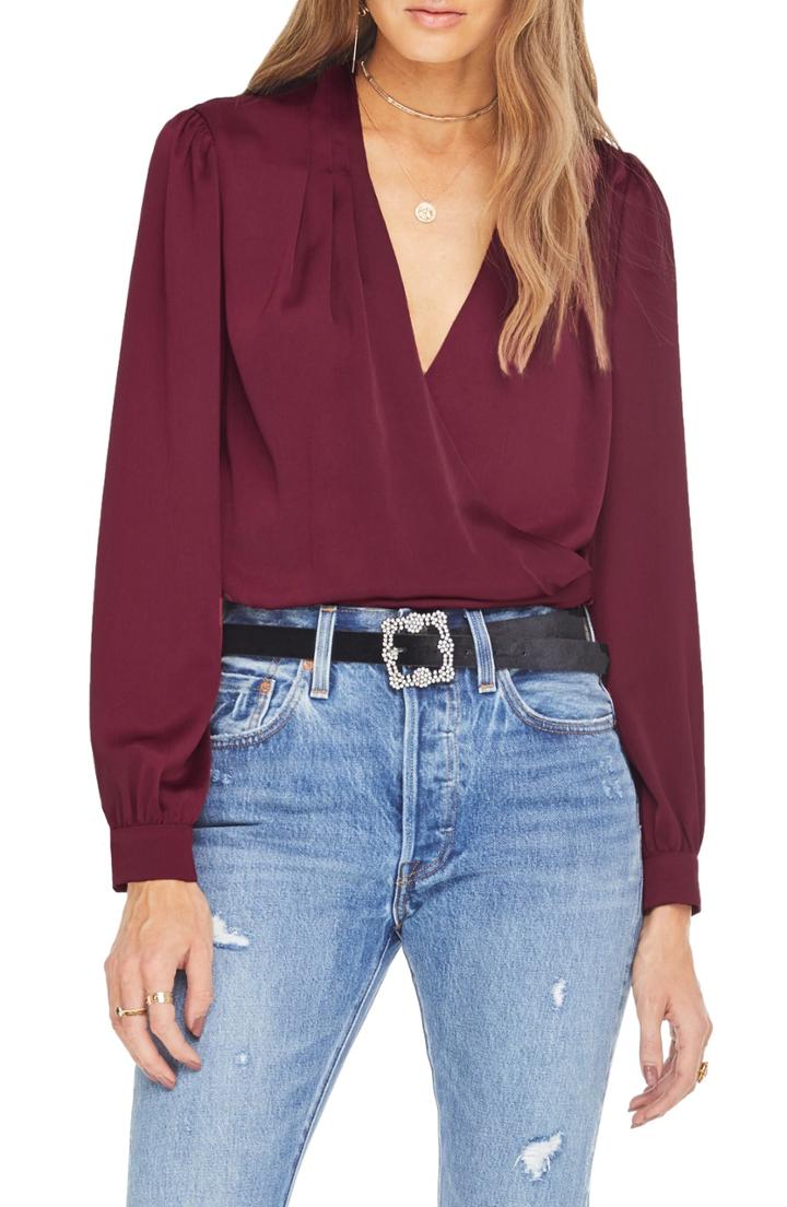 Women's Astr The Label Janice Crossover Front Top - Burgundy