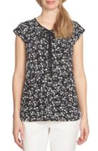 Women's Cece Ditsy Print Tie Front Top - Black