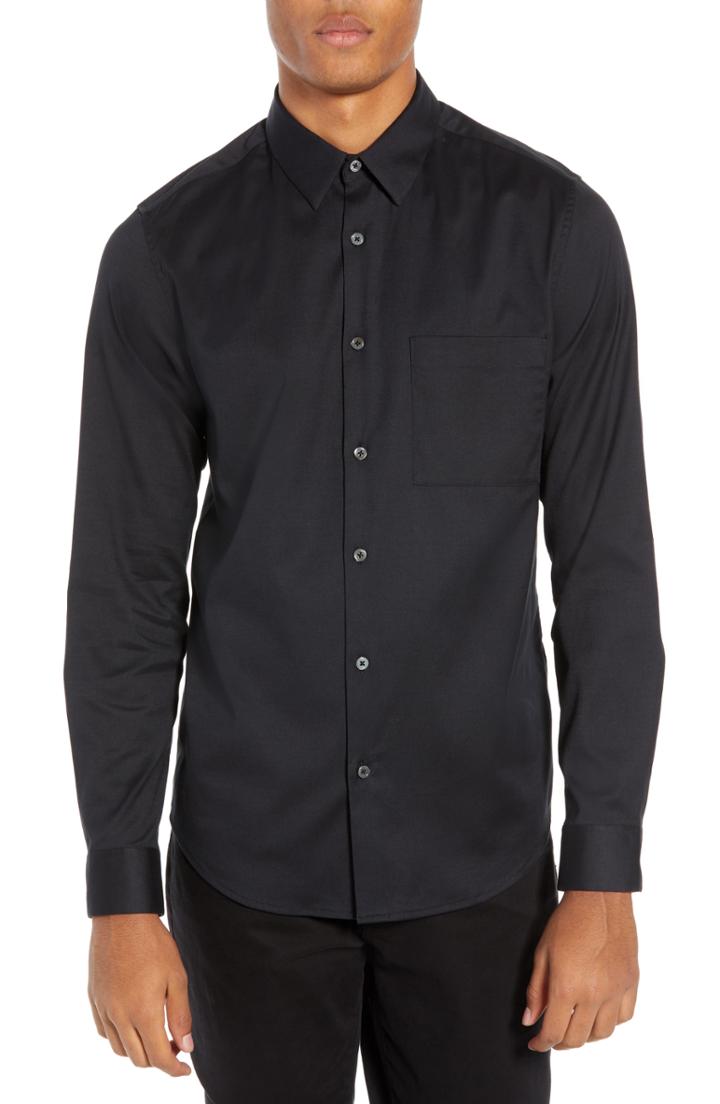 Men's Theory Irving Pa Mendon Solid Sport Shirt - Black