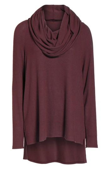 Women's Gibson Cozy Convertible Neckline Tunic, Size - Burgundy