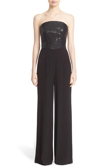 Women's St. John Collection Sequin Satin Back Crepe Jumpsuit