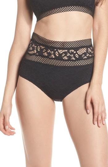 Women's Becca Captured High Waist Bikini Bottoms - Black