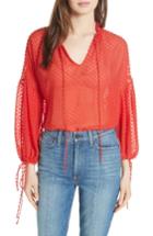 Women's Alice + Olivia Swiss Dot Silk Blend Blouson Top - Red