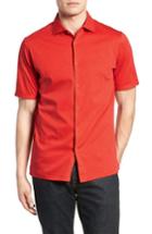 Men's Bugatchi Trim Fit Heather Knit Sport Shirt - Red